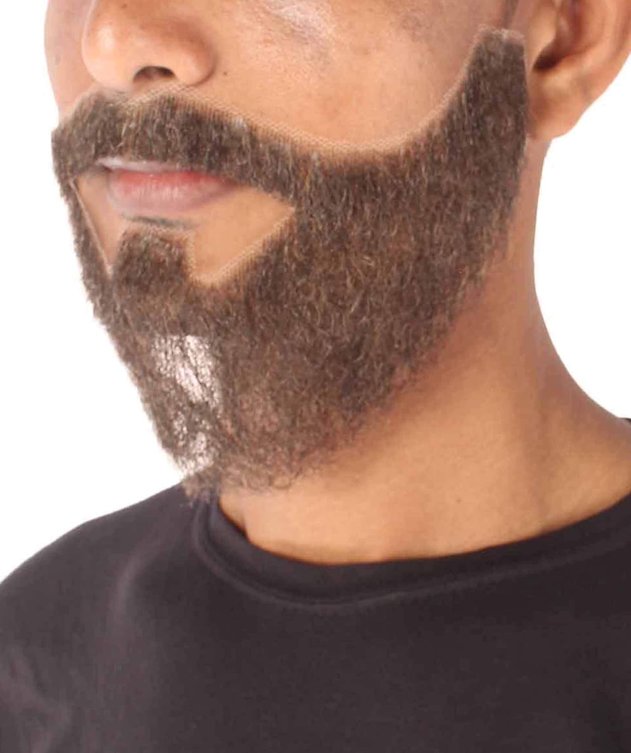 HPO Men's Synthetic Hair Beard Cosplay Facial Hair (Dark Brown)