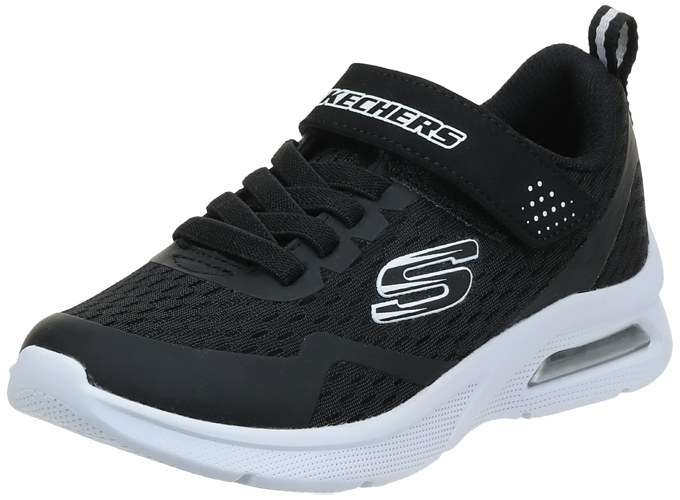 Skechers Boy's Microspec Max Torvix Sneakers, Black Textile/ Black & White Trim, 3.5 UK Child