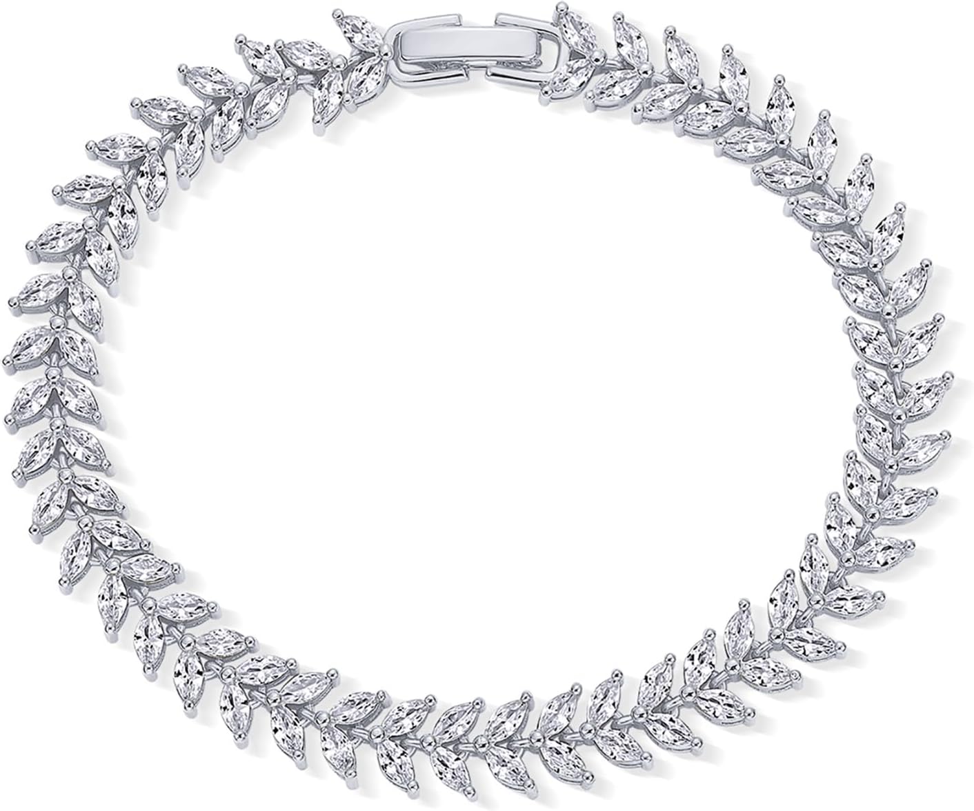PAVOI 14K Gold Plated Marquise Cut Tennis Bracelet for Women - Cubic Zirconia Gold Tennis Bracelets for Women - Delicate Marquise CZ Bridal Jewelry for Wedding