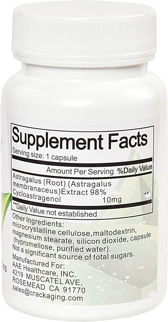 Crackaging Cycloastragenol 98% Telomerase Activation 10mg 30 Veggie Caps