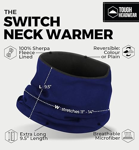 Miniatura 3 de Tough Headwear Swtich - Polainas de cuello de invierno para hombres y mujeres, polaina de cuello de forro polar, polaina de esquí, reversible