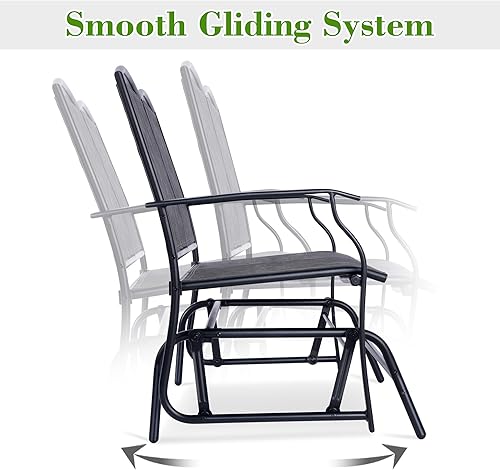 Miniatura 6 de Backyard Expressions - Banco mecedor para 2 personas para exteriores, silla mecedora doble para patio con marco de acero recubierto de polvo para