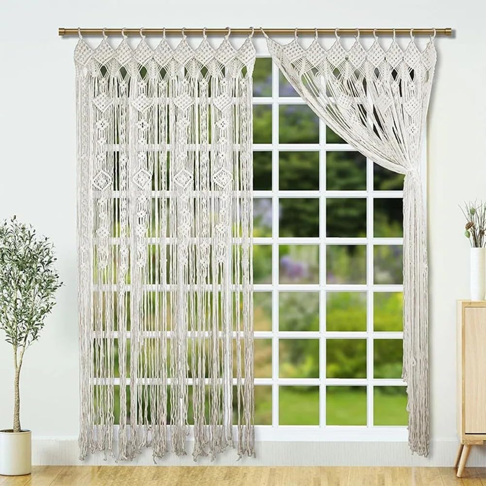 Tapiz de cortina de puerta tejido manual para bodas, puertas y ventanas, estilo bohemio, fondo decorativo (110 x 200 cm)
