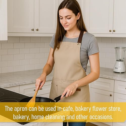 Miniatura 7 de KALIONE Delantales artísticos para mujeres y hombres, delantal de pintura con bolsillos grandes, delantales con correas traseras en H para artistas