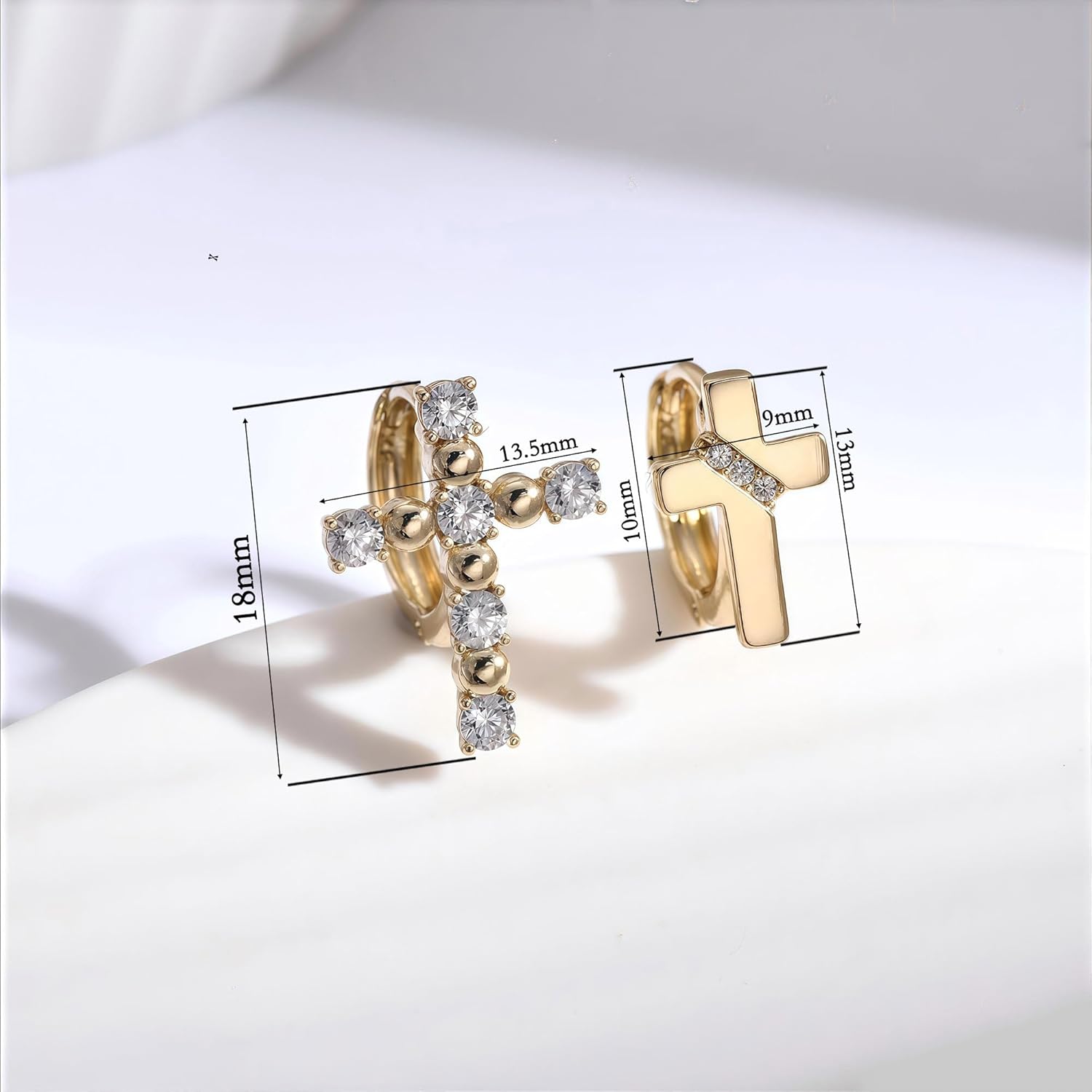 14K Gold Cross Huggie Earrings for Women Trendy Gold Hoop Earrings for Women,Hypoallergenic CZ Cubic Zirconia Huggie Hoop earrings，Birthday/Easter/Christmas earrings gifts - Image 2