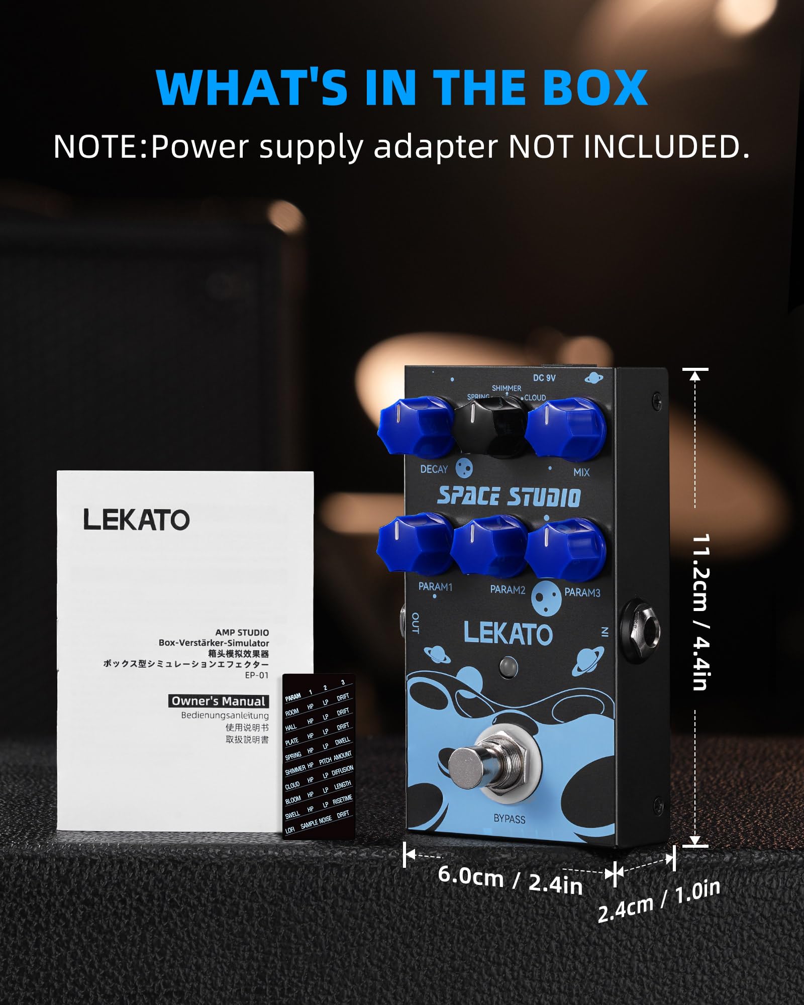 LEKATO Pedale Riverbero 9 Effetti Digitali per Chitarra Effetti Chitarra per Chitarra Elettrica