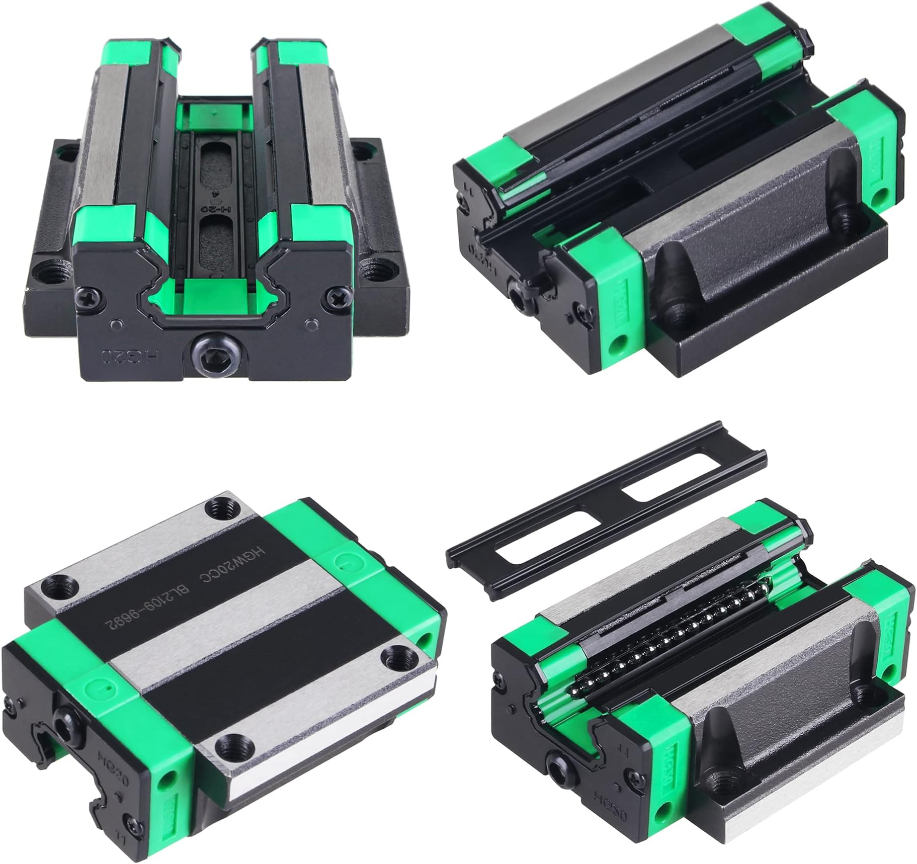 HGW20CC Linear Rail Sliding Block 4PCS Linear Ball Bearing Slide Block Slider Blocks Carriage HGW20CC Motion Bearing Block Open Linear Slider Block for Linear Rail CNC DIY Parts