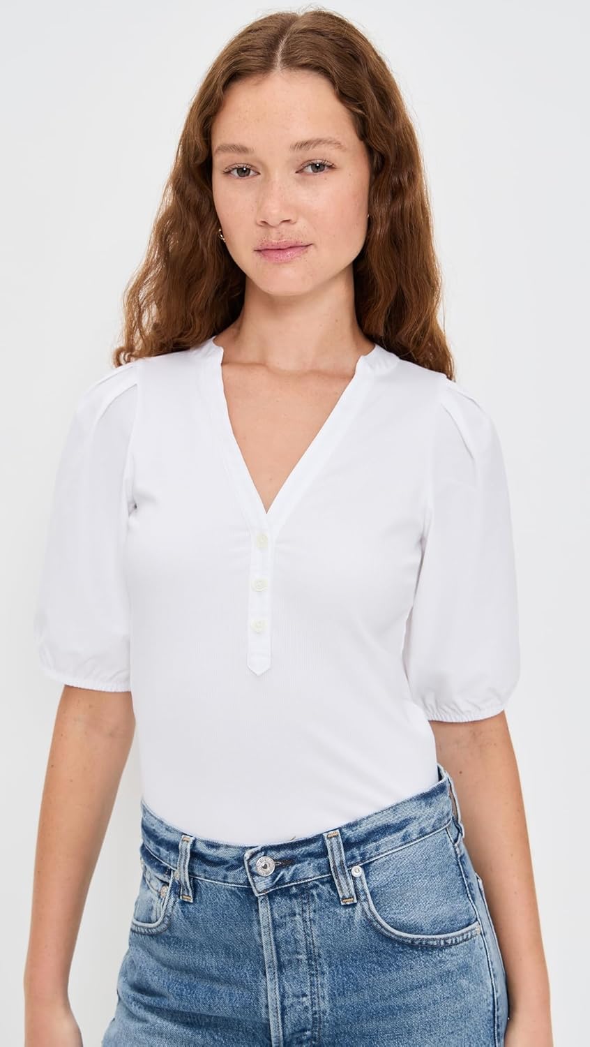 Madewell Womens Mixy V-Neck Puff Tee - Image 2
