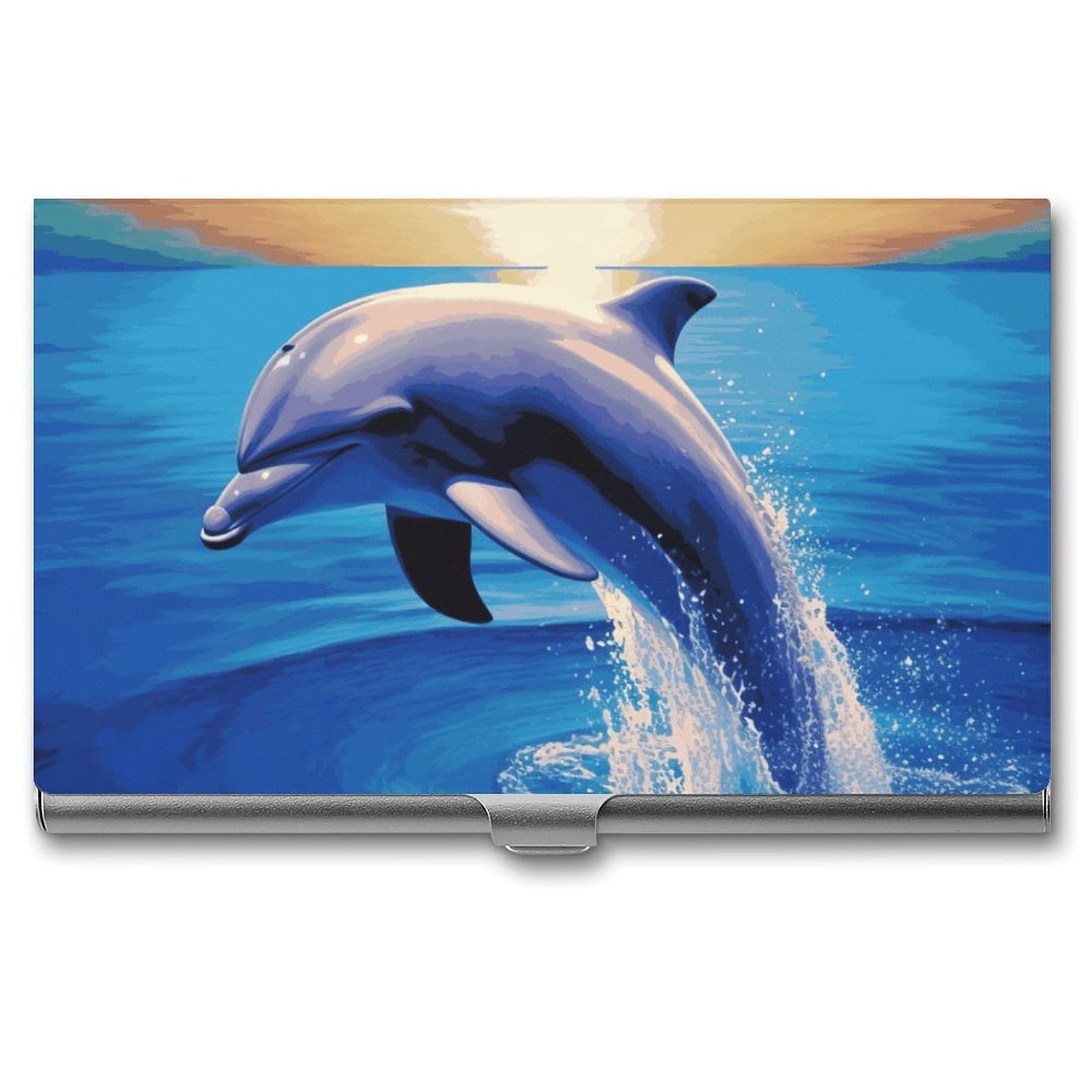JTREHY Elegant Dolphin Business Card Case Convenient to Carry Business Card Dispenser Durable Not Prone to Wear And Tear Business Card Holder for Men & Women