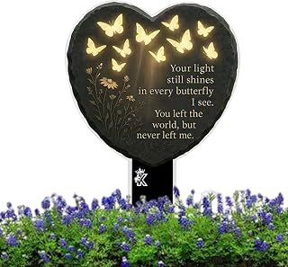 Memorial Plaques,Heart Shape Sign Plate Decor,2D Hollow Butterfly Design Temporary Grave Markers | for Pet Loss Grieving G...