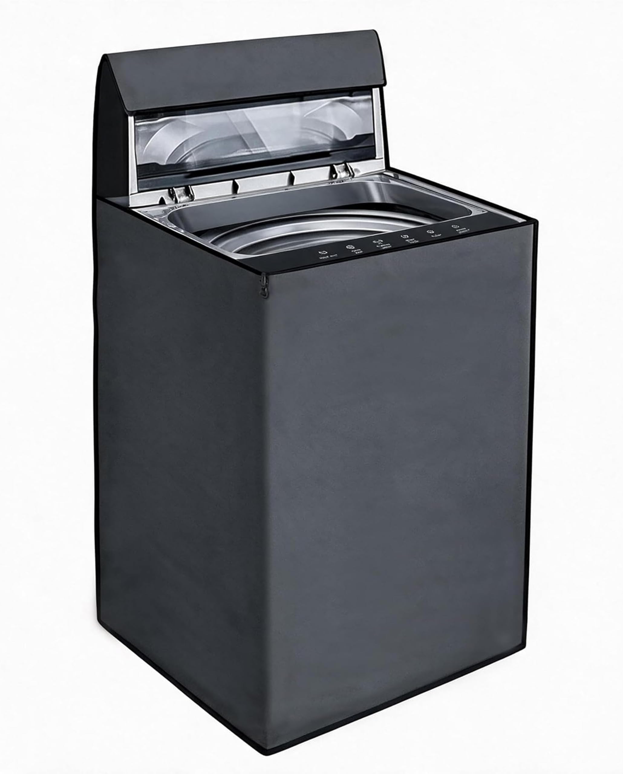 Yellow Weaves Top Load Fully Automatic Washing Machine Cover for 6 Kg, 6.5 kg & 7kg Waterproof & Dust-Proof Top Loading Machine Protective Cover (Dimensions- 56x56x86 cm, Grey)