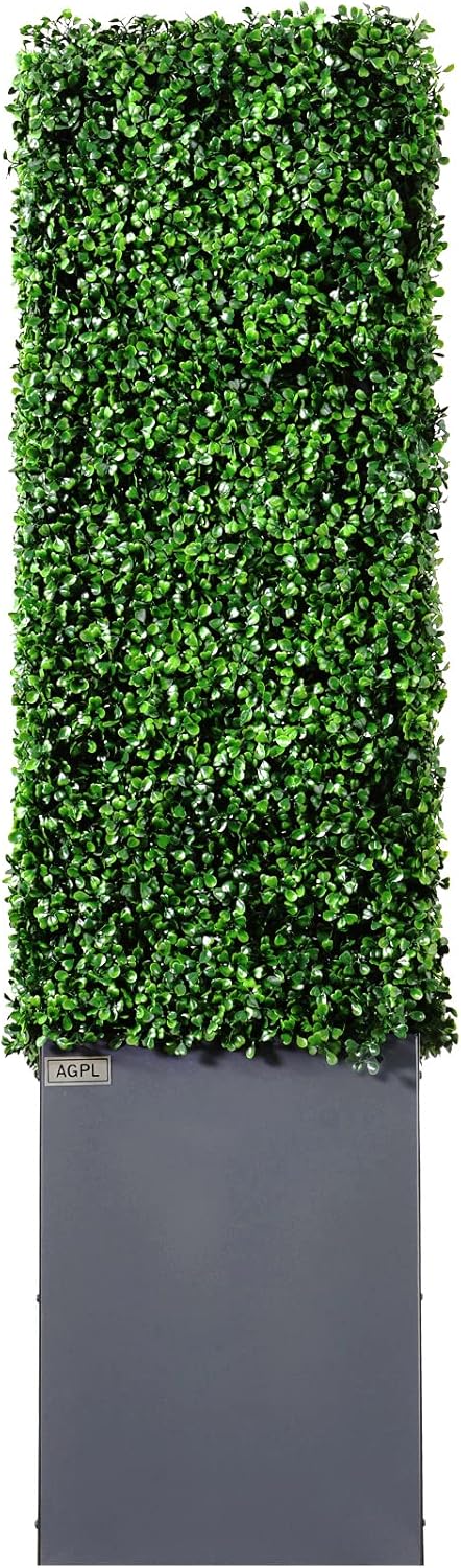 AGPL New Generation Artificial Hedge Green Wall with Dark Gray 201 Stainless Steel Planter Box (48" H 48" W12 D)