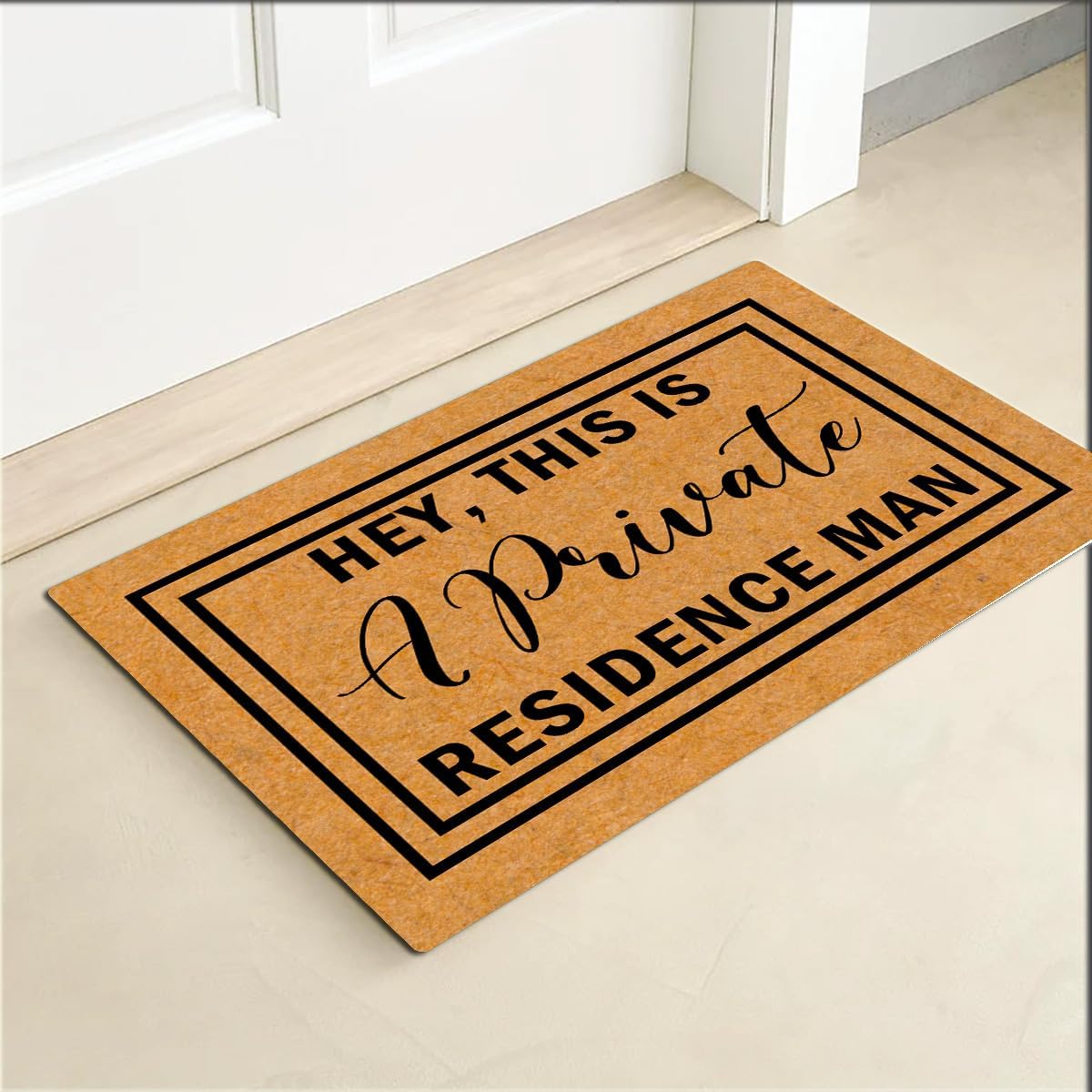 This is A Private Residence Man Funny Doormat for Entrance Way with Non Slip Backing Indoor/Outdoor Welcome Mats Home and Office Decorative Rug 23.6 in(W) X 15.7 in(L)