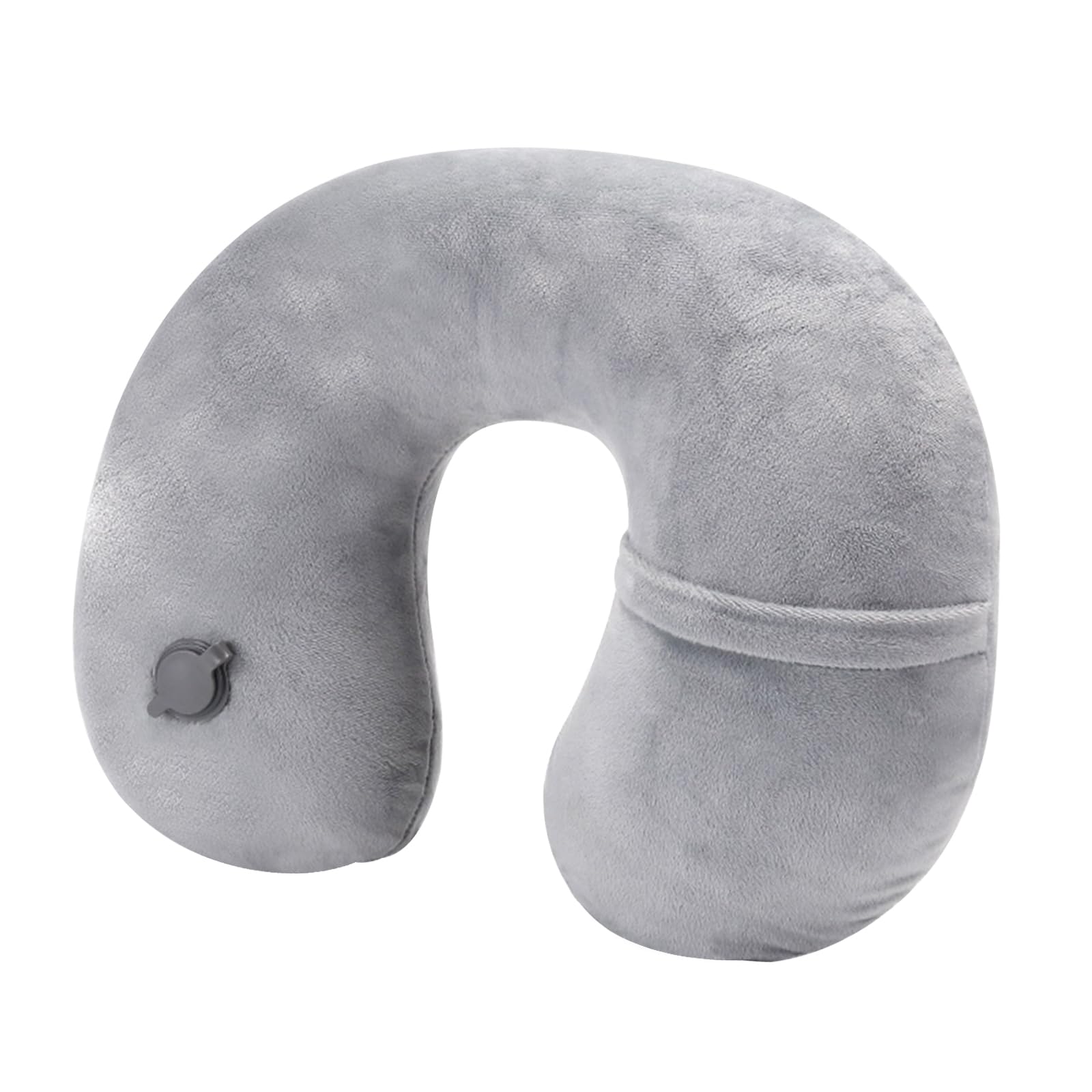 Diompirux Diompirux Inflable Plegable Almohada De Cuello, Terciopelo Lavable y Cojin Inflable, Cojin Cuello Hinchable Compacto, Cojín Hinchable en Forma de U, para Relajarse en Oficina, AvióN, Coche, Tren(Gris)