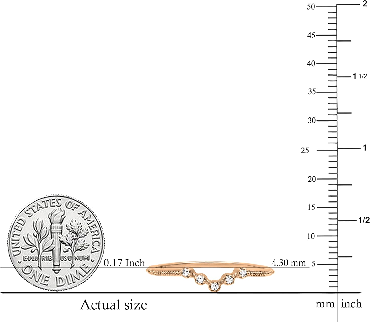 Dazzlingrock Collection White Natural Diamond 5 Stone Beaded Chevron Band for Women (0.05 Ctw, Clarity I-J, Clarity I1-I3) in Real Solid Gold