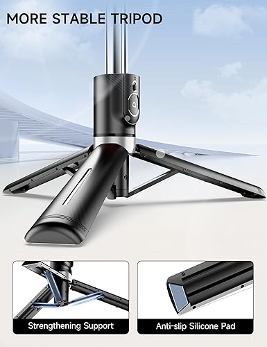 Miniatura 4 de Trípode selfie stick de 45 pulgadas con 2 luces, trípode extensible 5 en 1 para teléfono selfie, palos portátiles para selfie con control remoto