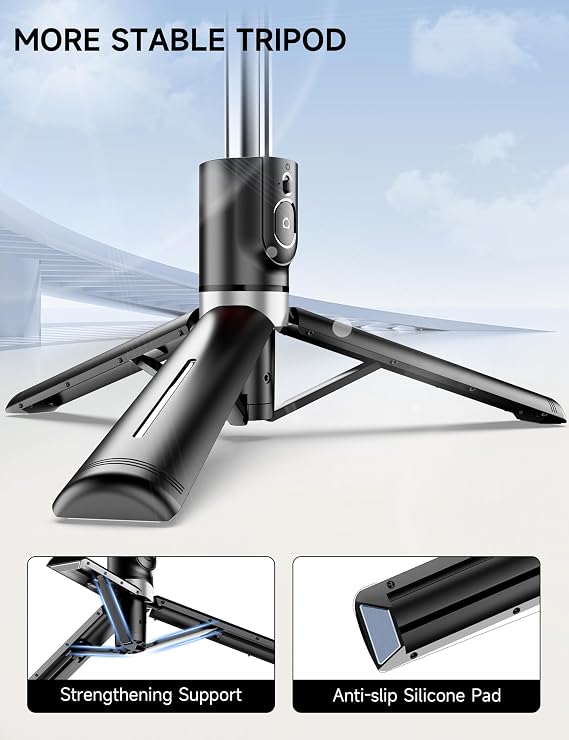 45 Selfie Stick Tripod with 2 Lights, Extendable 5 in 1 Selfie Stick Phone Tripod, Portable Selfie Sticks with Wireless Remote Compatible with iPhone 15/14/13 Pro Max, Samsung, Android, Gopro