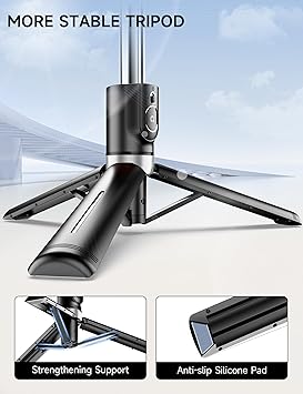 45 Selfie Stick Tripod with 2 Lights, Extendable 5 in 1 Selfie Stick Phone Tripod, Portable Selfie Sticks with Wireless Remote Compatible with iPhone 15/14/13 Pro Max, Samsung, Android, Gopro