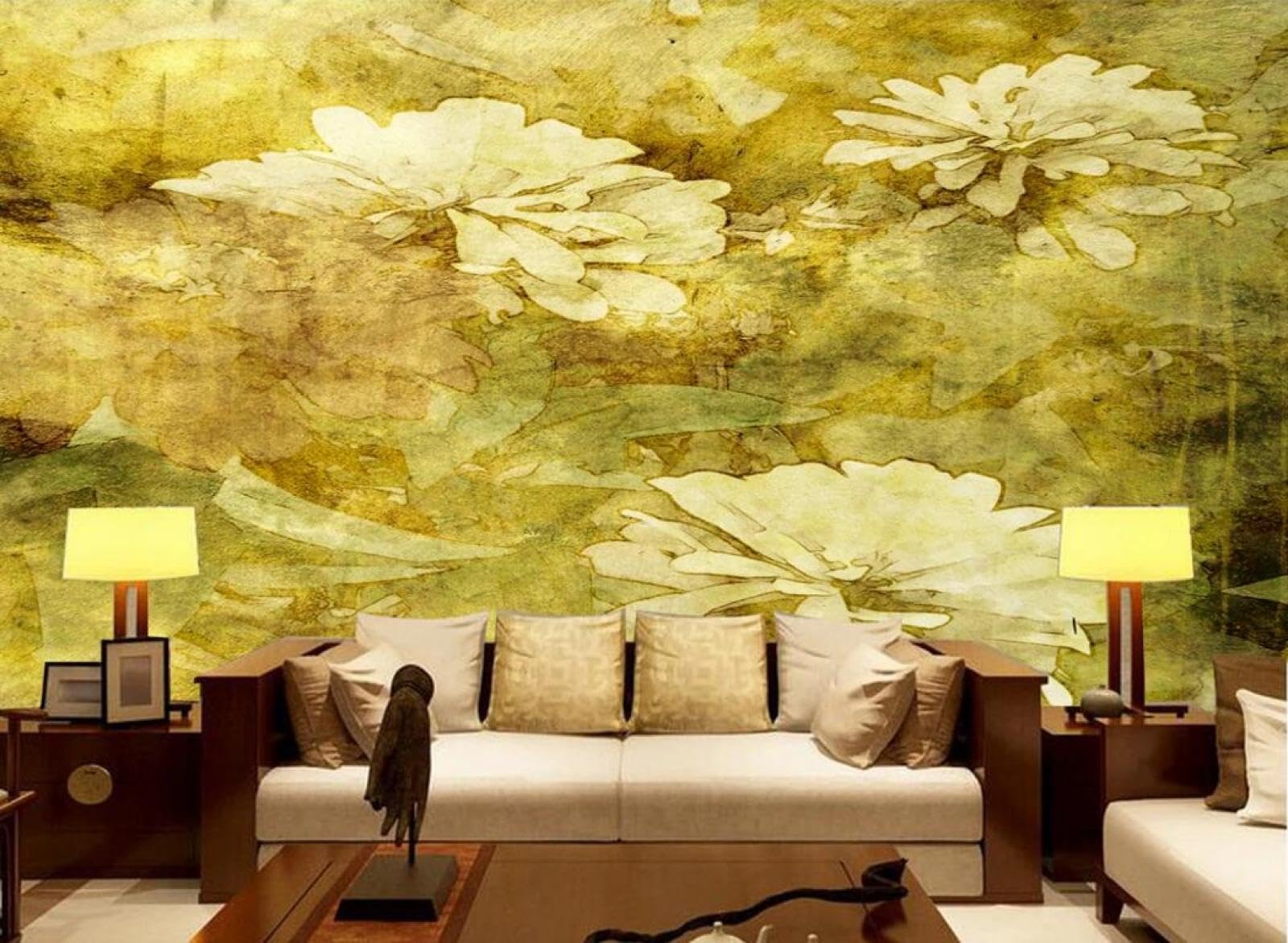 Papier Peint Panoramique Jaune pour Illuminer la Chambre et le Salon