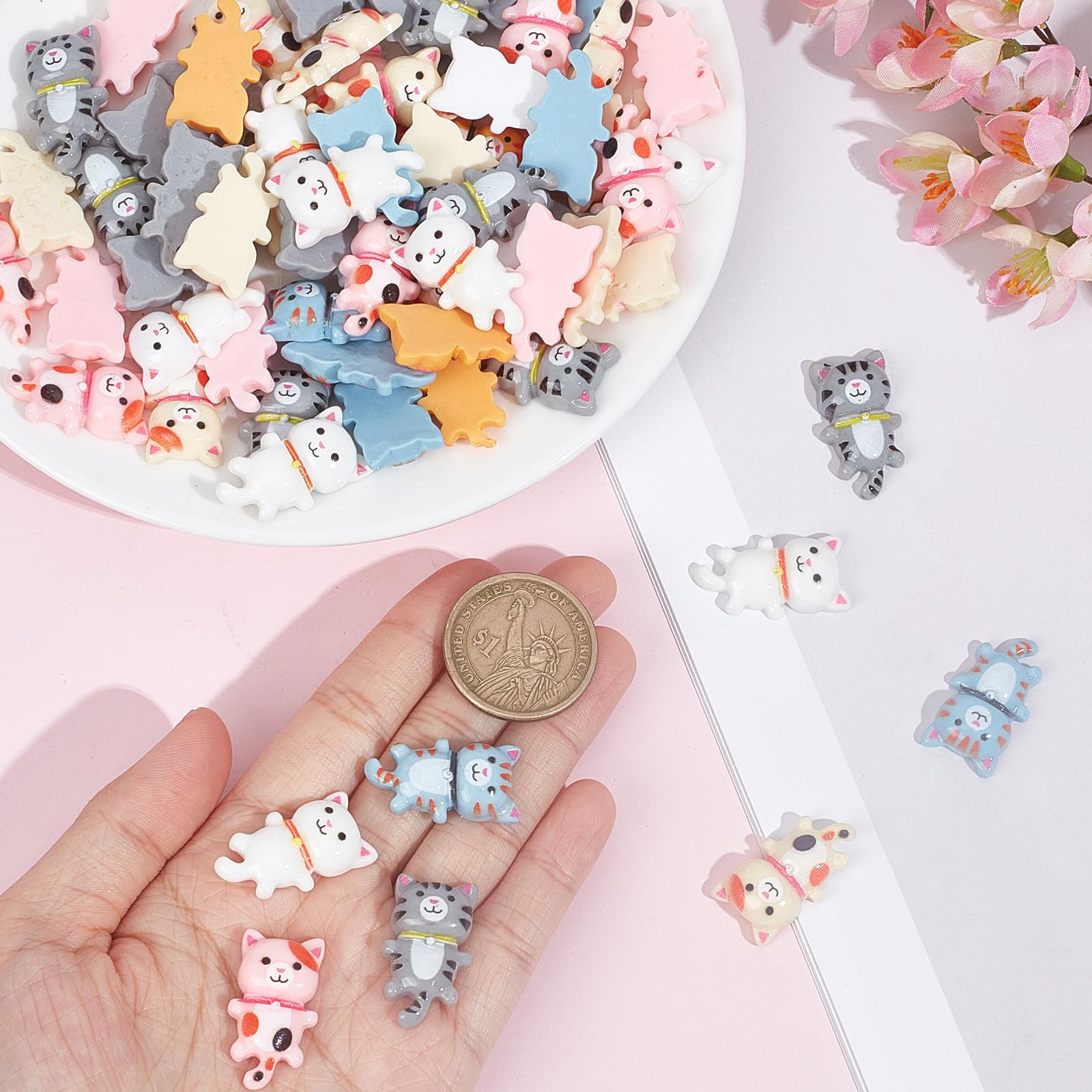 80 Cabujones De Resina Con Forma De Gato - Para Manualidades, Decoración De Teléfonos, álbumes