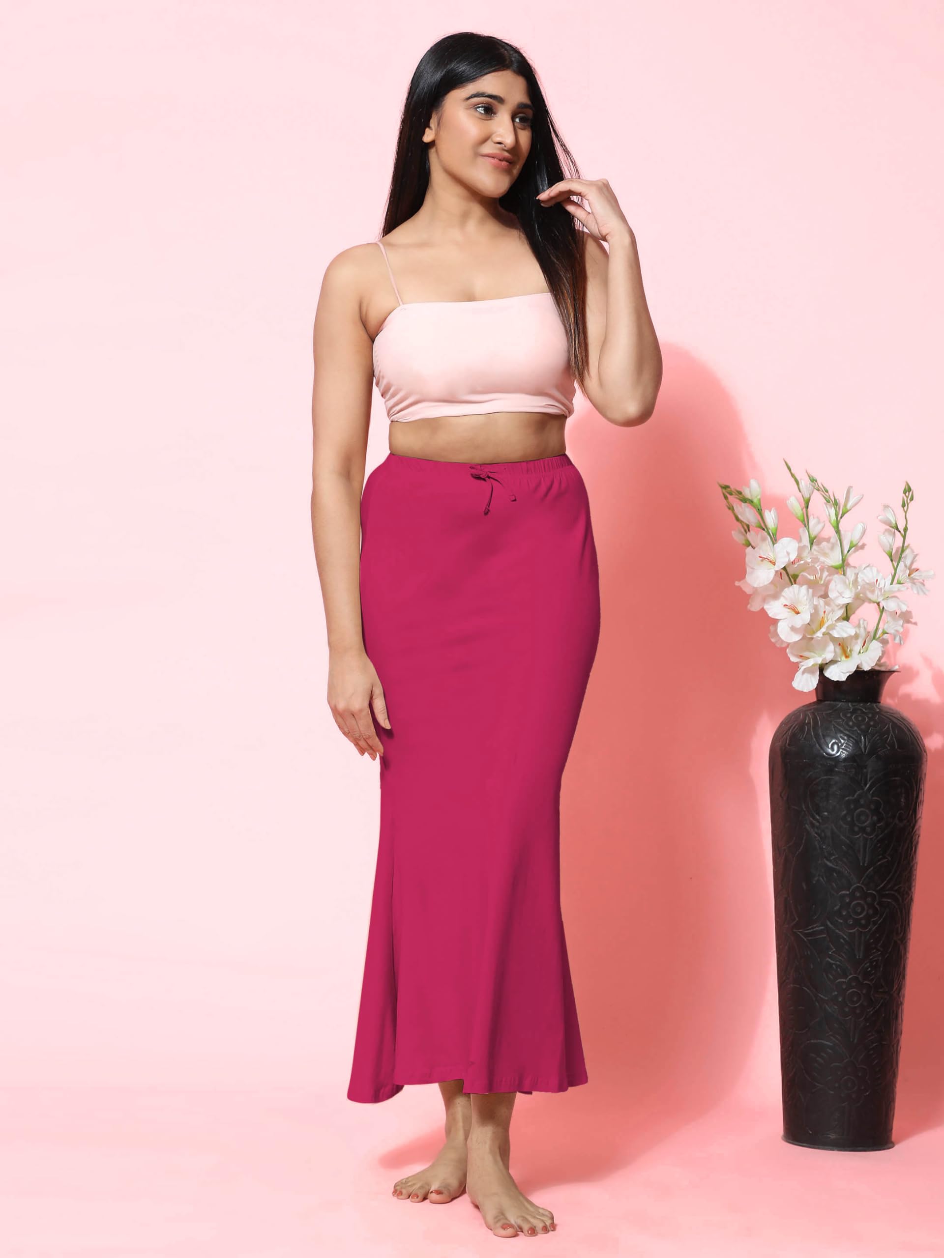 Jaanvi Fashion Women's Lycra Fishcut Saree Shapewear,Petticoat,Skirt, Comfortwear
