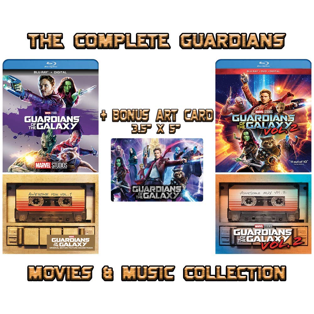 Guardians of the Galaxy: The Complete Movies & Music Collection - Blu-ray Films 1-2 + Awesome Mix CD Volumes 1-2 + Bonus Art Card
