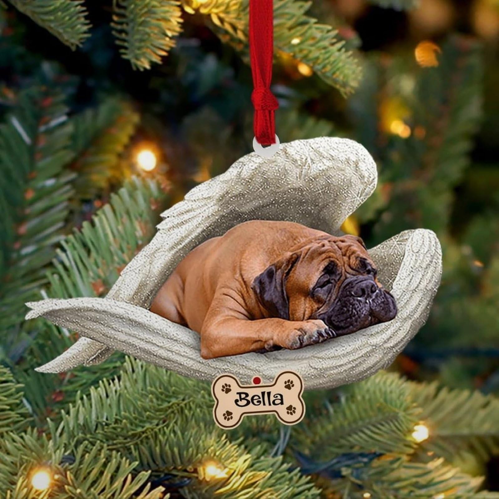 Luckluccy Bull Mastiff Personalized Ornament,Custom Dog Ornament With Angel Wing,2025,Christmas Ornament Shape Acrylic