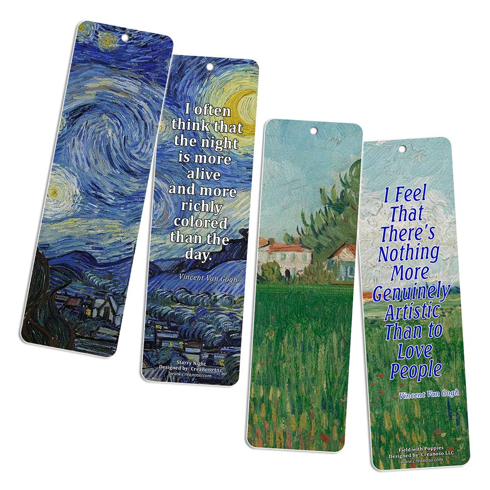 Loving Vincent Van Gogh Inspiring Quotes Bookmarker Cards (36-Pack) - Cool Book Classical Painting Art Print Decal - Stocking Stuffers Gifts for Men Women Teens Thanksgiving Christmas