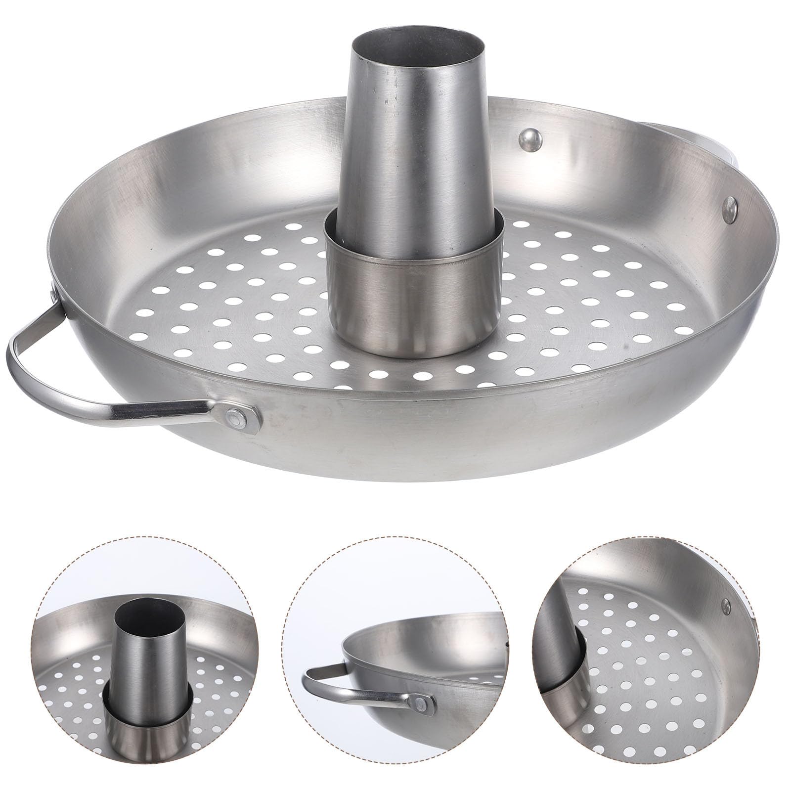 Supporto per Pollo in Acciaio Inossidabile Argento, Rostiera Verticale Labor-Saving e Facile da Conservare per Barbecue e Forno