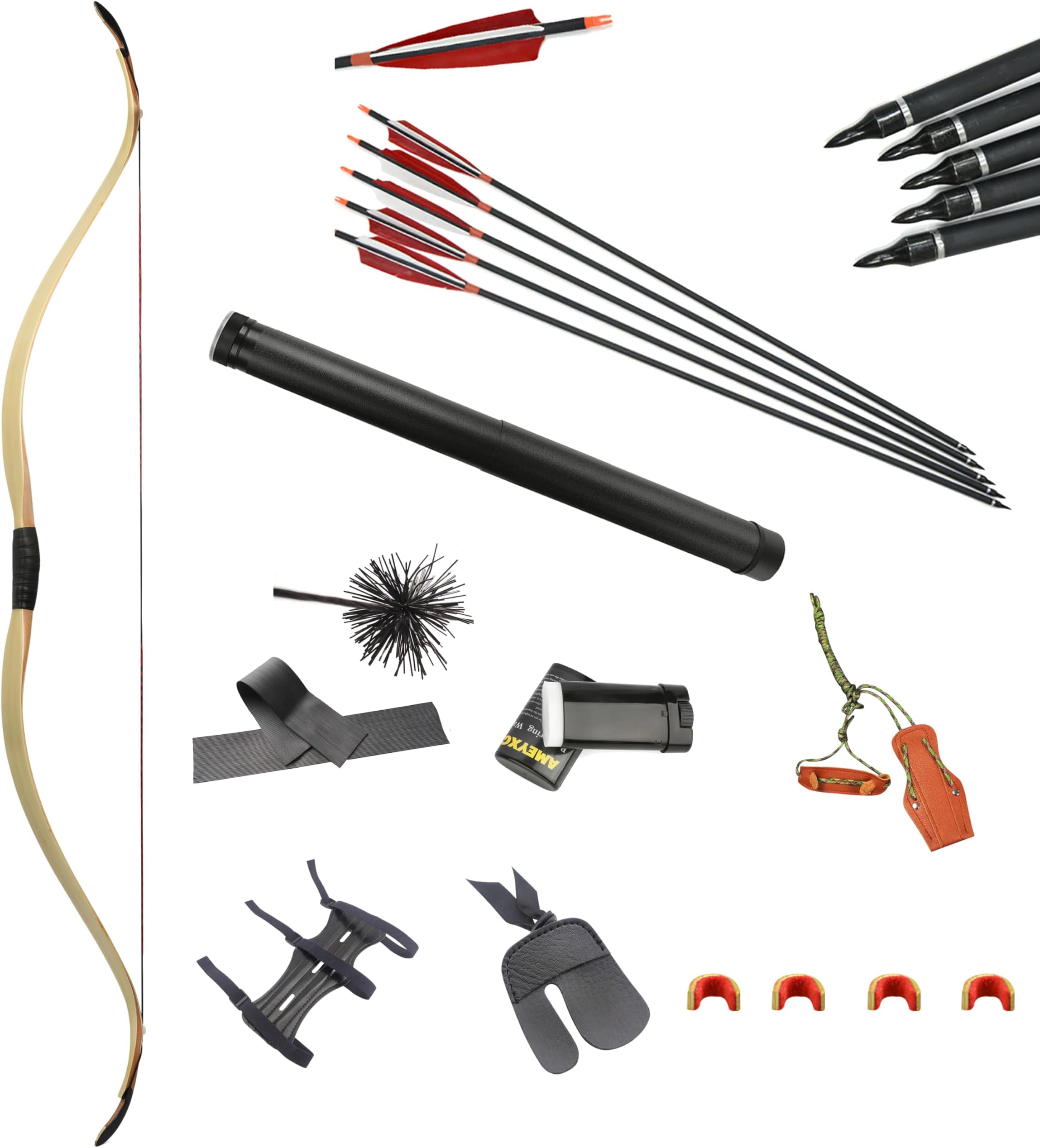 57'' Archery Recurve Bow Set 20-45 lbs Traditional Longbow for Adults and Hunters Outdoor Hunting Target Archery Shooting Training