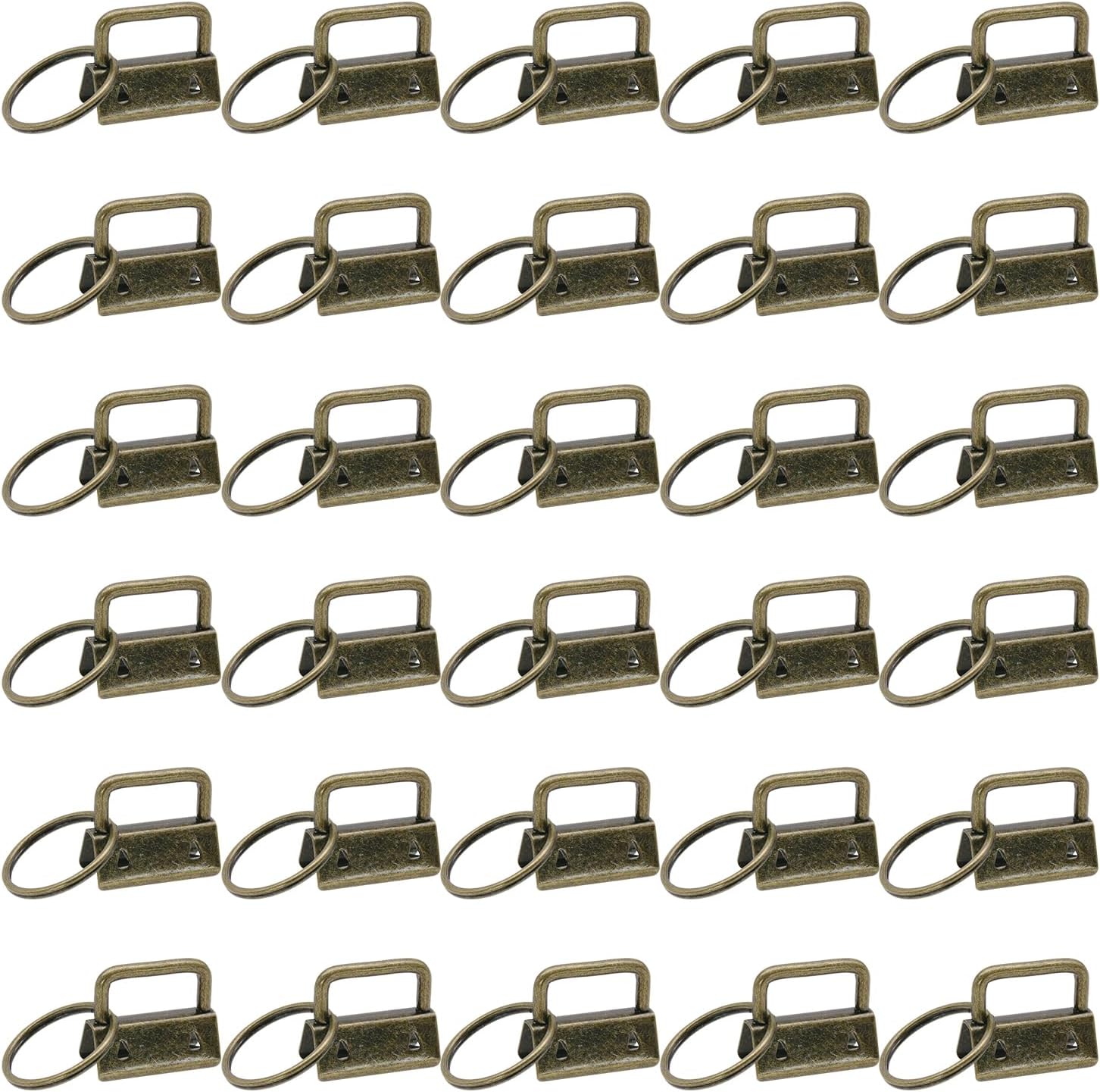 1 Inch Gold Key Fob Hardware, 30 PCS Keychain Clamps with Split Rings for Wristlet Strap, Lanyard, Bag Tag Making and DIY Craft Supplies