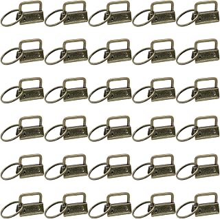 1 Inch Bronze Key Fob Hardware, 30 PCS Keychain Clamps with Split Rings for Wristlet Strap, Lanyard, Bag Tag Making and DIY Craft Supplies
