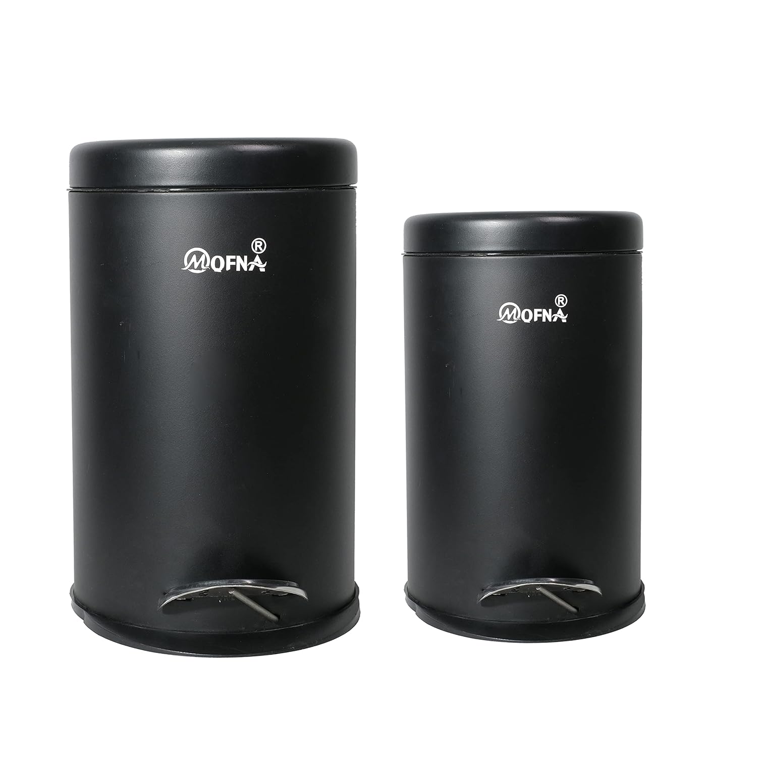 mofna Stainless Steel Black Pedal Dustbin Set of 2 Pcs (8x12 Inch, 7