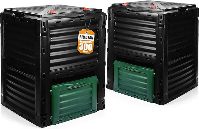 BigDean 2x 300L Komposter Kunststoff – Wetterfester Schnellkomposter Made in Europe