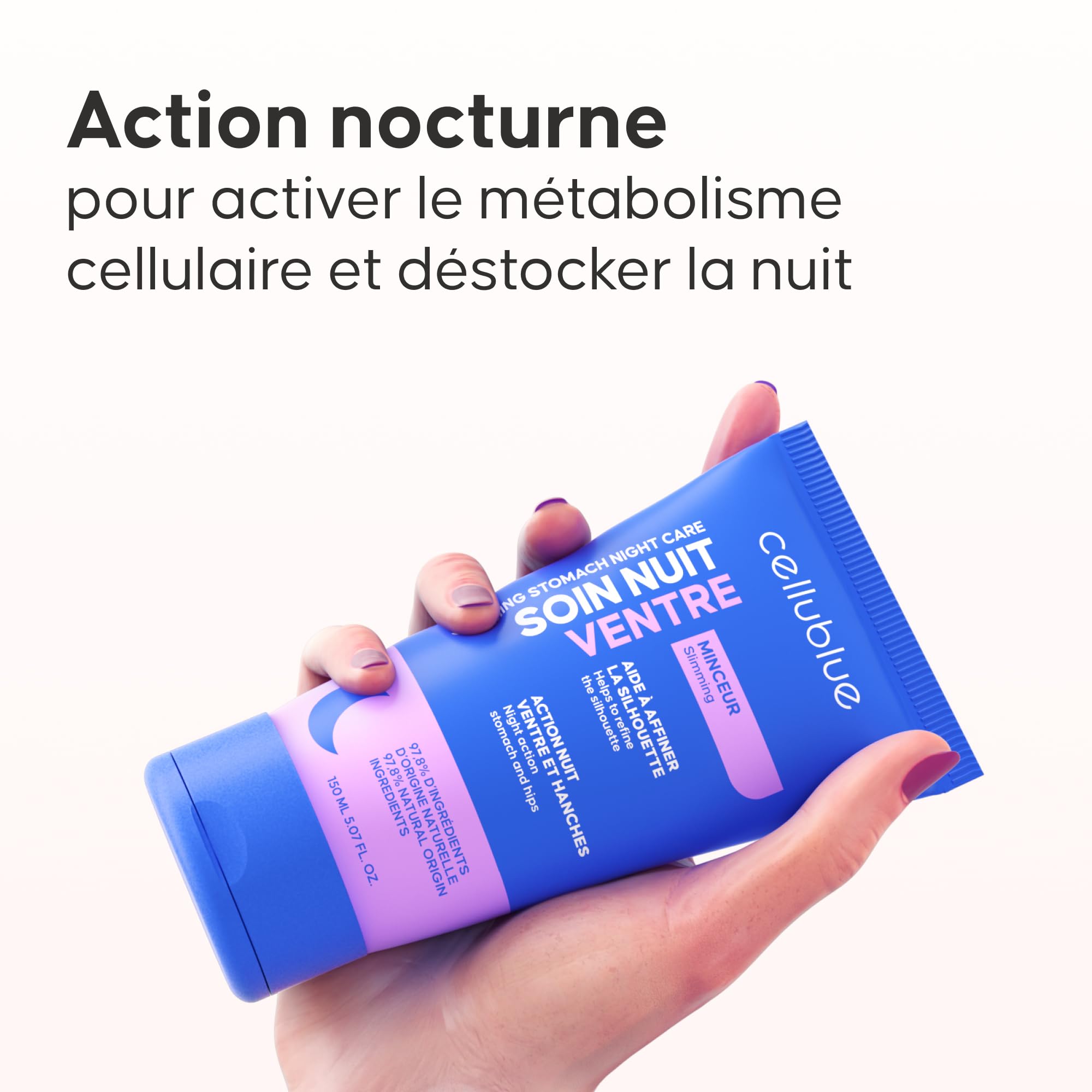 Crème Minceur Nuit Ventre Cellublue – Réduit et affine le ventre pendant la nuit, peau plus ferme, lissée et tonique, soin ciblé pour silhouette harmonieuse