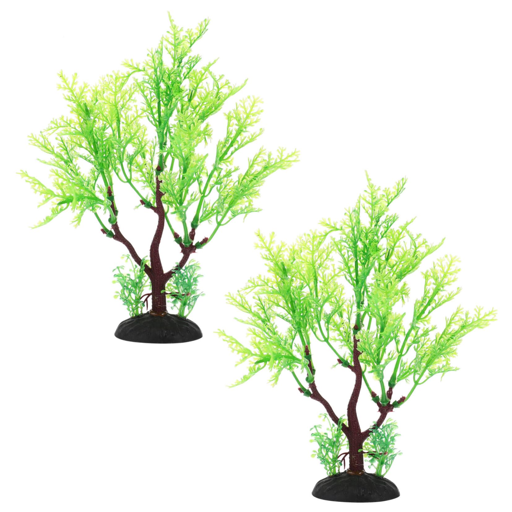 Toyvian 2Pcs Plastic Aquarium Plants Vibrant Fish Tank Decor for Jungle Theme Landscaping Easy to Maintain Clean Non