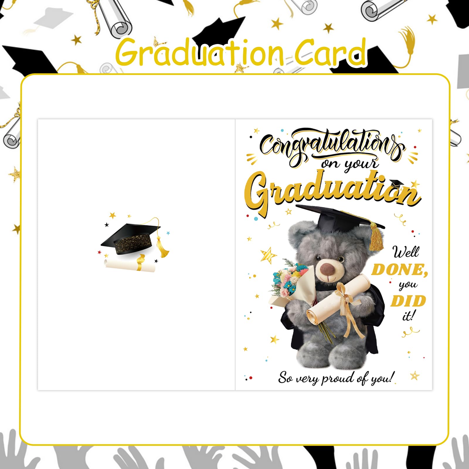 HOWAF Congratulations On Your Graduation Card, Bear Congratulations Card with Keyring, Graduation Gifts for Her Him, Daughter - Image 3