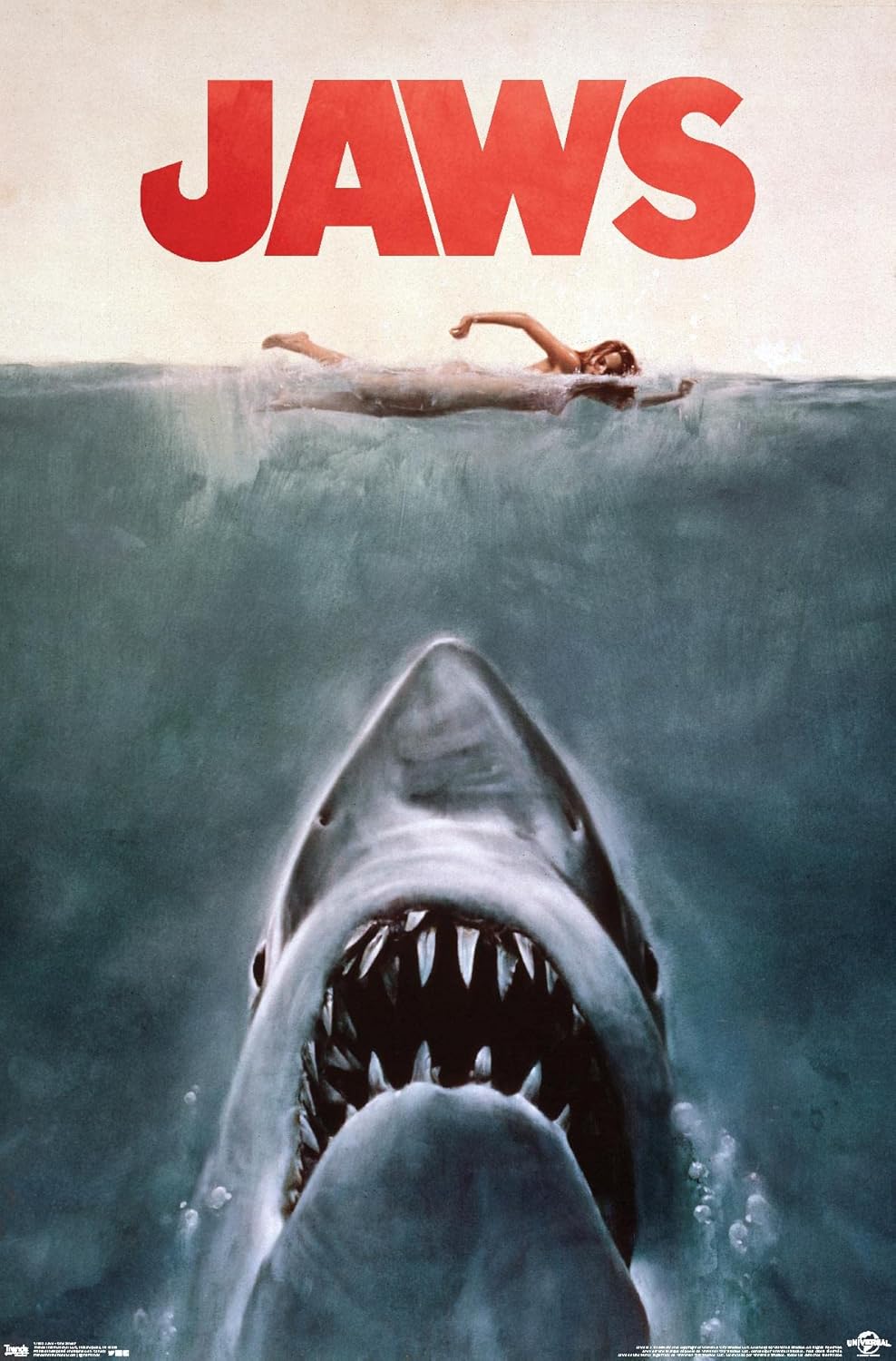 trends international jaws - one sheet wall poster, 22.375" x 34", premium unframed version premium unframed version 34"l x 22.4"w