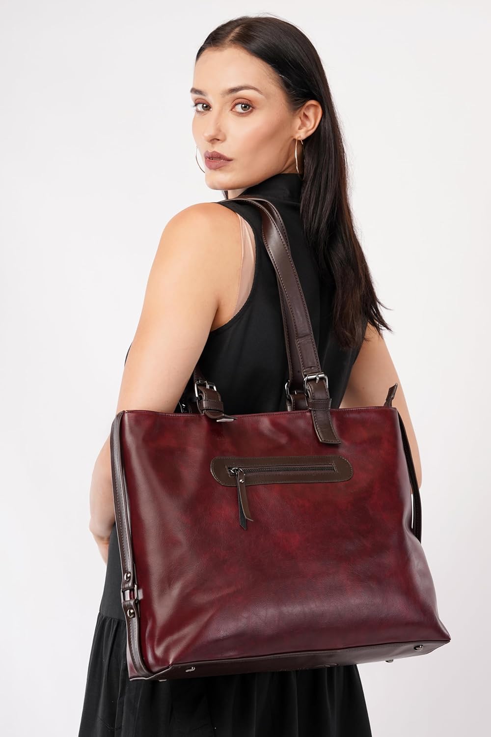 ECM 3pcs Vegan Tote Set for Women-Stylish Top Handle Laptop Bag Purse Sling Handbag Cosmetic Pouch bag-Travel Work Leisure