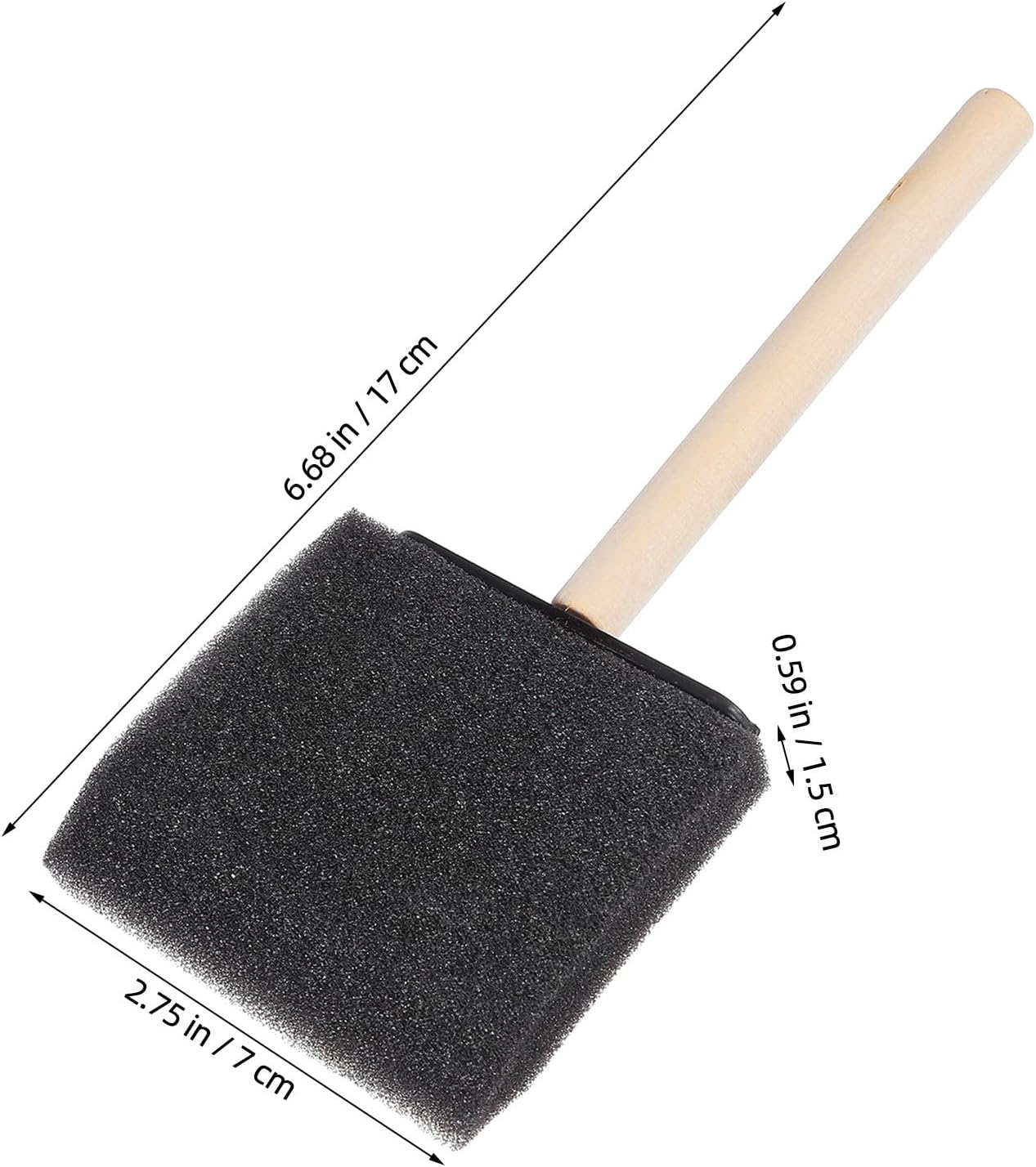 24pcs Foam Paint Brushes, Sponge Paint Brushes with Wood Handle, Lightweight Black Painting Tools for Kids Artists Beginners & DIY 3inch