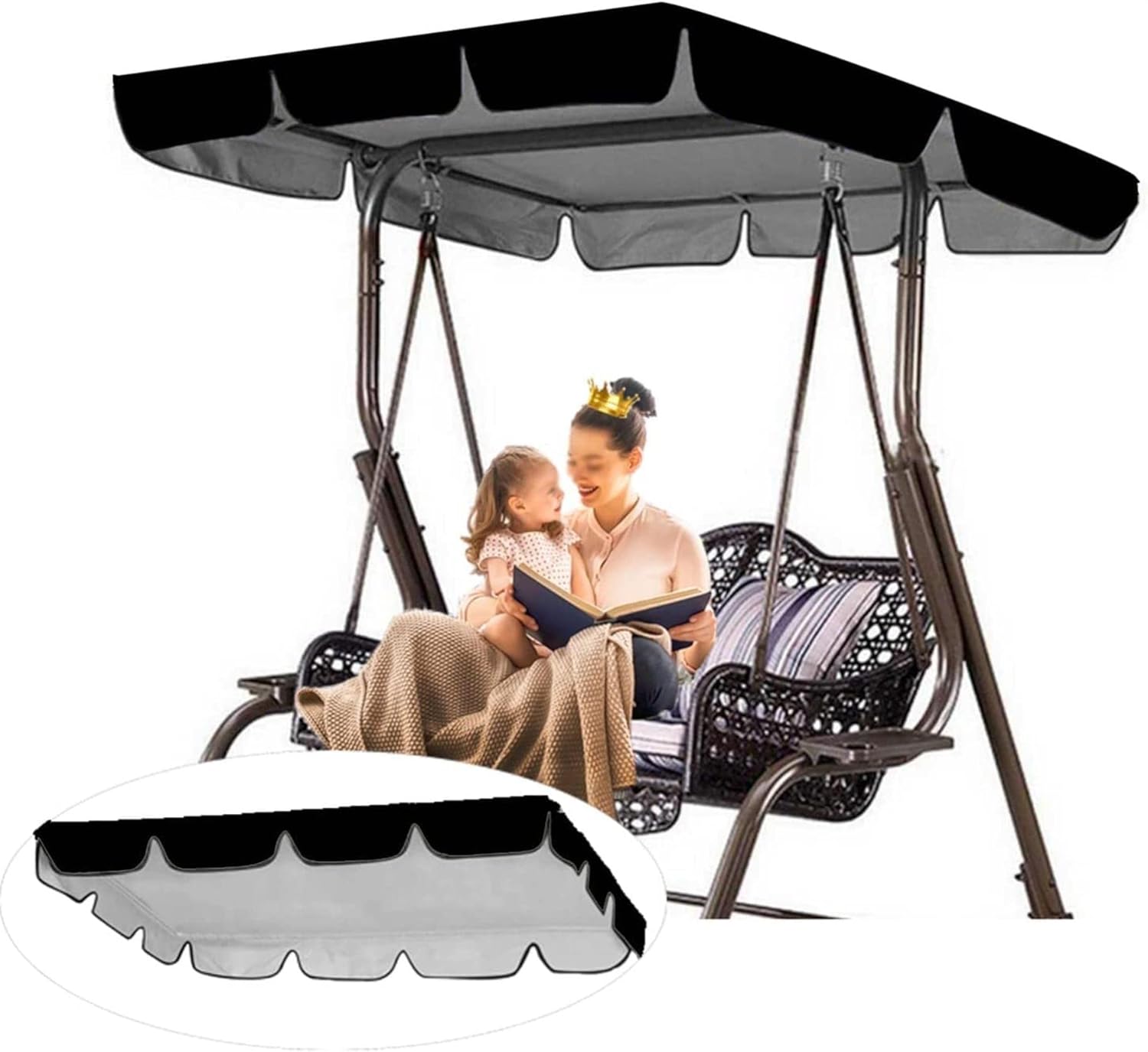 Swing Top Cover Replacement Canopy for Swing Seat Chair,Waterproof Garden Swing Chair Canopy Cover,Swing Hammock Cover Top for Garden Outdoor(Only Canopy Cover)