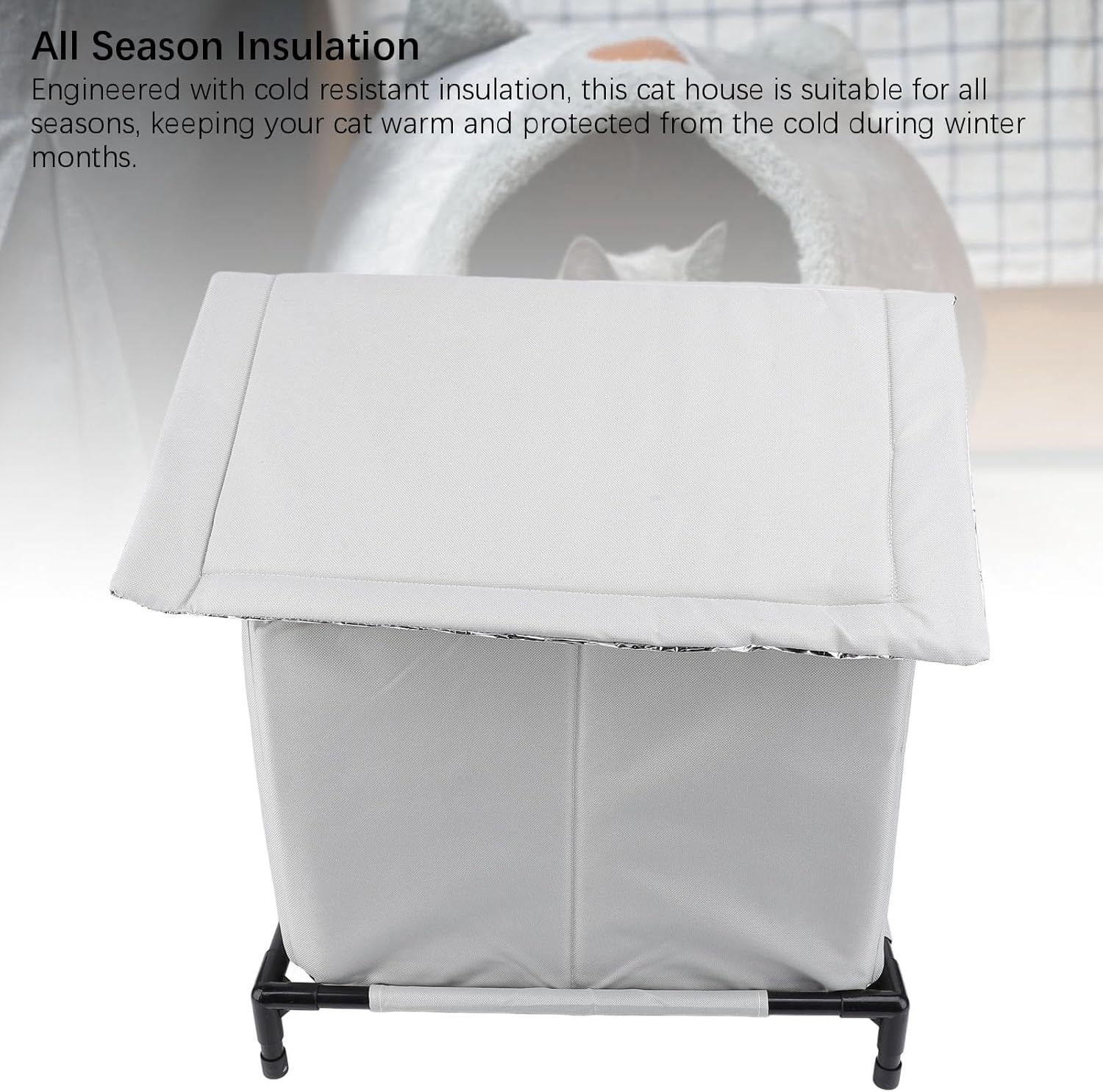 Outdoor Cat House Winter Warm Water Rainproof Large Space All Seasons Universal Enclosed Tent Insulated Shelter for Stray Cat Outdoor Cat House (G)
