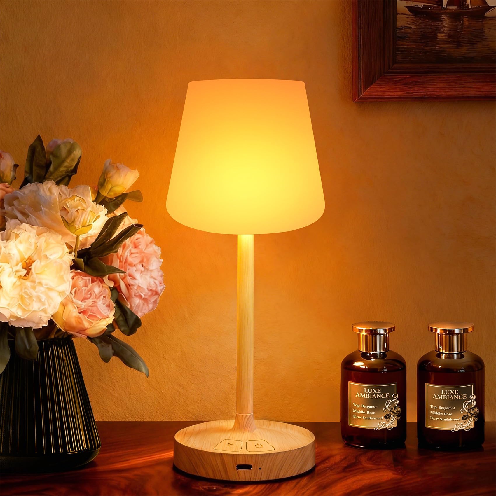 Cordless Rechargeable Table Lamp,Shower Lamp Waterproof with 4000mAH Batter
