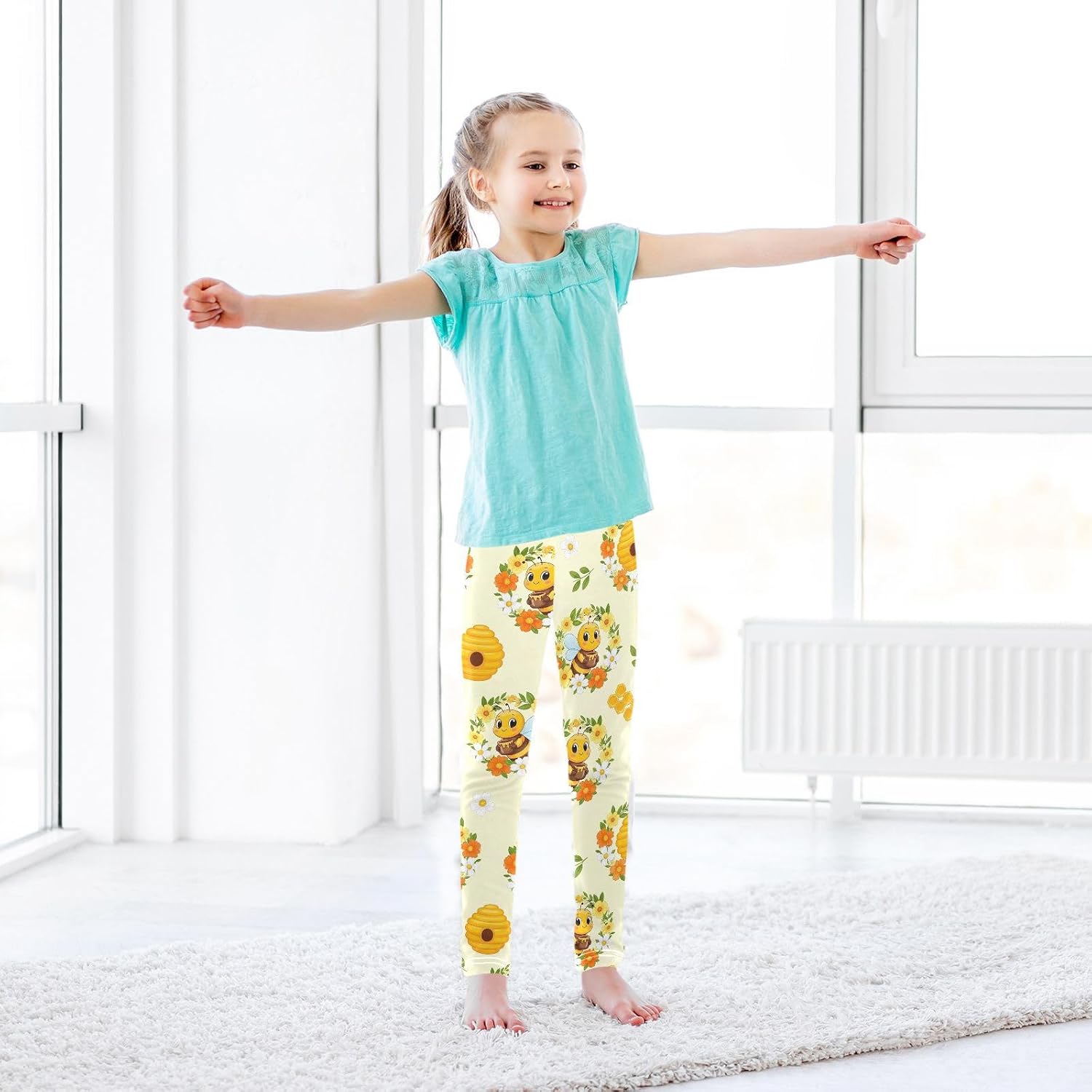 GAIREG Dance Leggings for Girls Bees Honey Cream