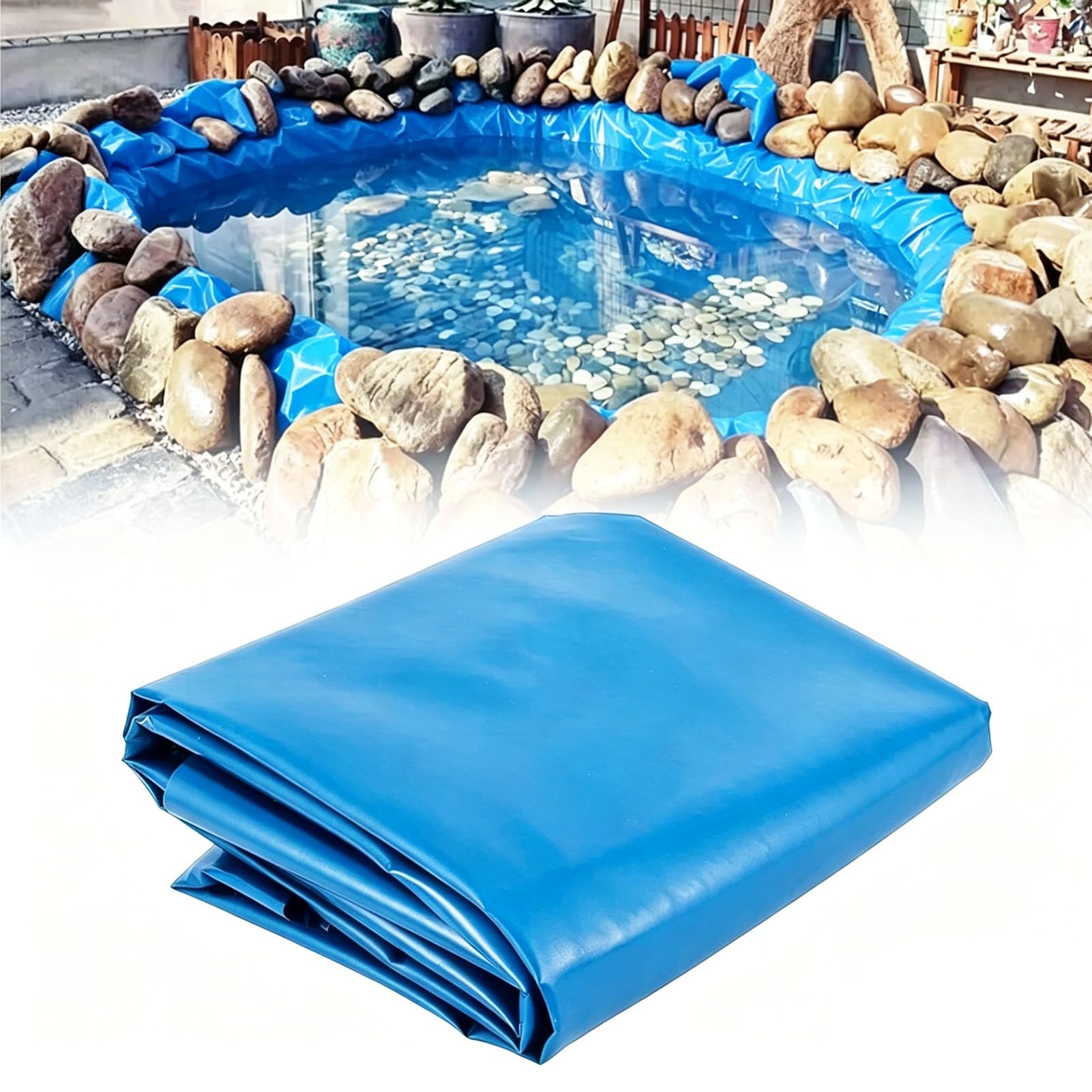 wasserdichte Blaue Teichfolie 3x4m, 4x5m, 5x5m, 6x8m; Große HDPE-Gummiauskleidung; Flexible Auskleidungsfolie für individuell geformte Pools und Teiche(3x8m)