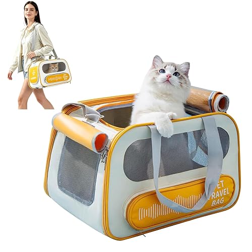 PETCUTE Bolsa de Transporte para Mascotas,Transportín Perro Gato Plegable con Colchón Suave,Correa…