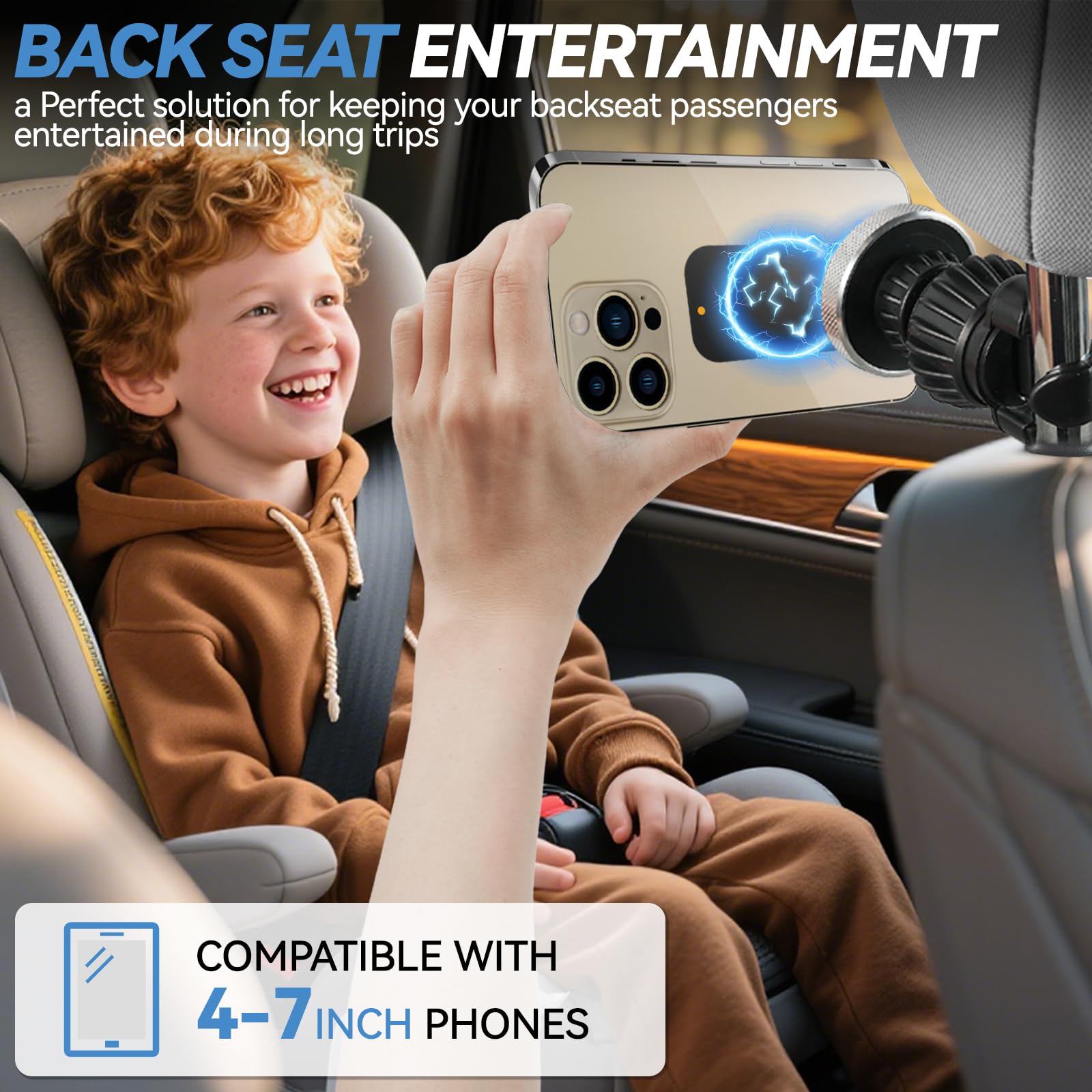 XUKEY Supporto per Tablet da Auto Magnetico per Poggiatesta, 2 in 1 Supporto per Tablet da Poggiatesta per Auto, SupportI per Borsa Rotazione a 360° Gancio Universale per Seggiolino