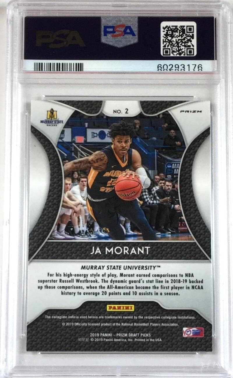 Ja Morant 2019-20 Panini Prizm Draft Prizms Blue #2 PSA 9 MINT Basketball NBA
