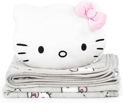 Miniatura 3 de Jay Franco Hello Kitty Nogginz - Juego de ropa de cama de 2 piezas de manta ligera de viaje de 40 x 50 pulgadas, diseño de lazo rosa súper suave