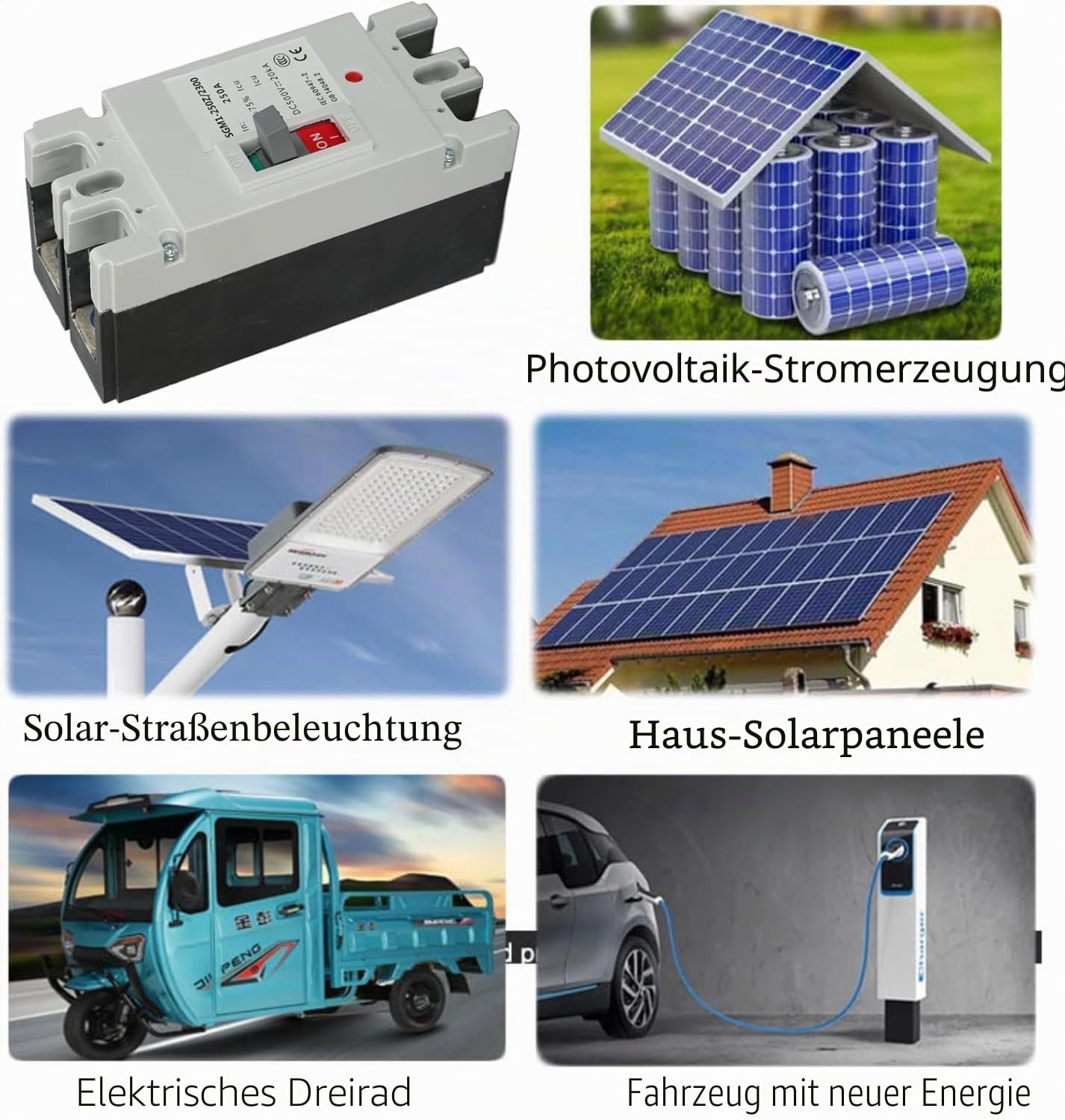 2P DC-Leistungsschalter MCCB Solarhauptschalter Batterieschutzschalter Isolator 500V 250A